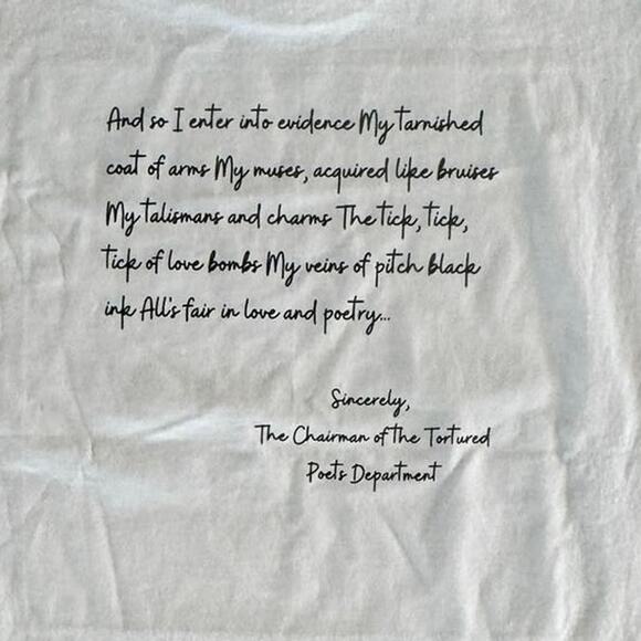 Tortured Poets Department TTPD Song Names White Womens Large T-Shirt - Picture 4 of 8